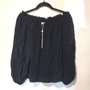 NWT Max Studio Black Peasant Top Size Small